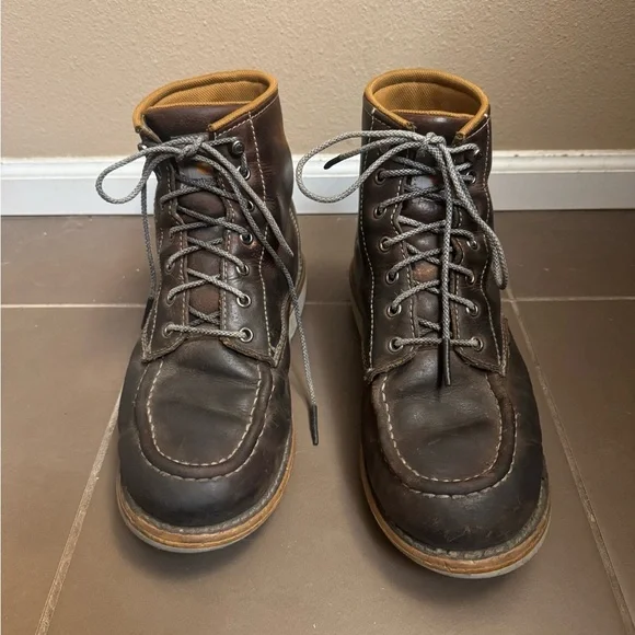 CARHARTT Men's Brown Leather Waterproof Moc Toe Wedge Work Boots Size 9 Outdoors - Picture 16 of 16